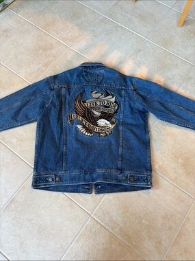 Harley-Davidson Blue Denim Jacket with Eagle Patch